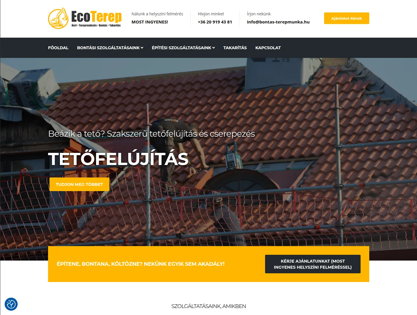 Ecoterep weboldal screenshot